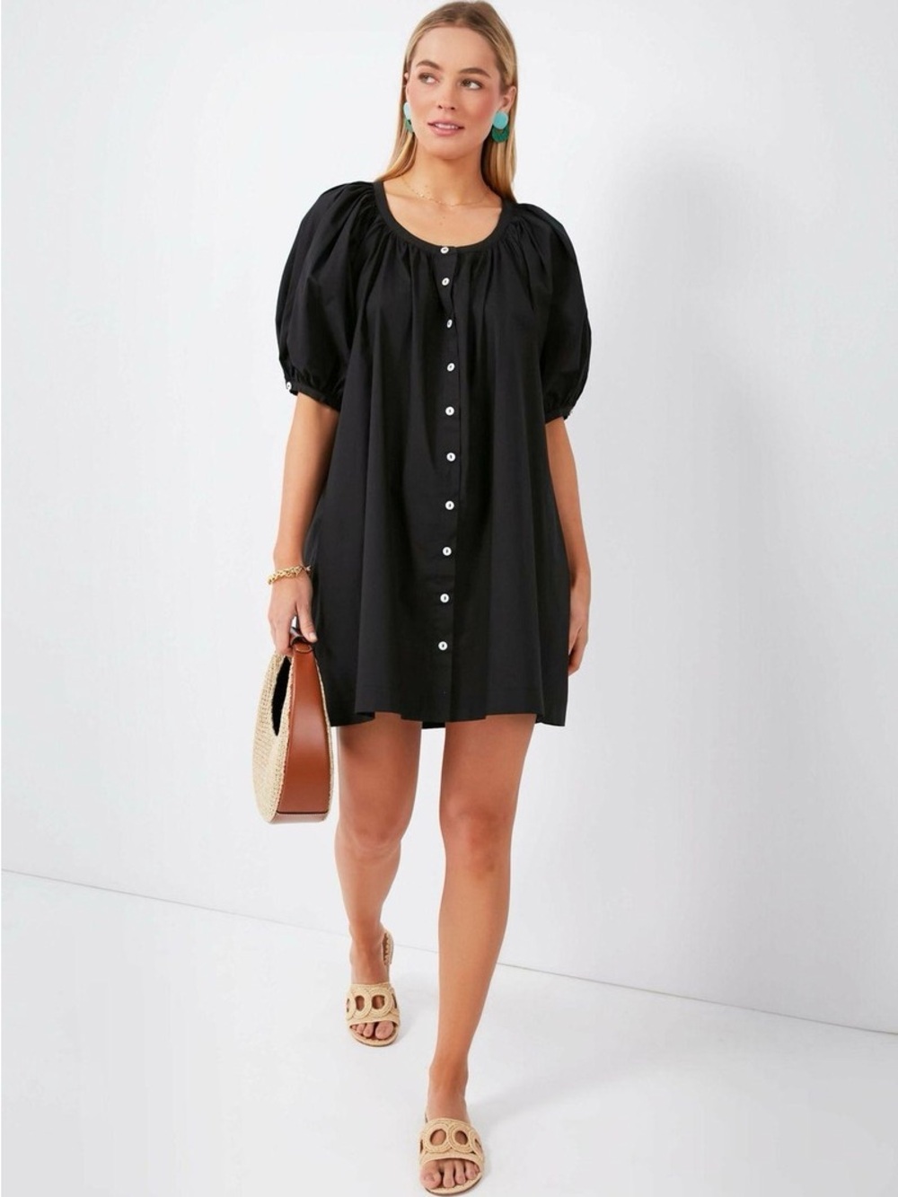 Pomander | S |  Black Cassia Oversized button front mini dress